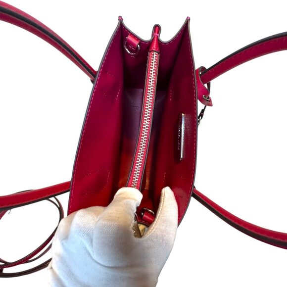 Michael Kors Mercer medium pebbled leather crossbody bag in a dark raspberry - Picture 8 of 9